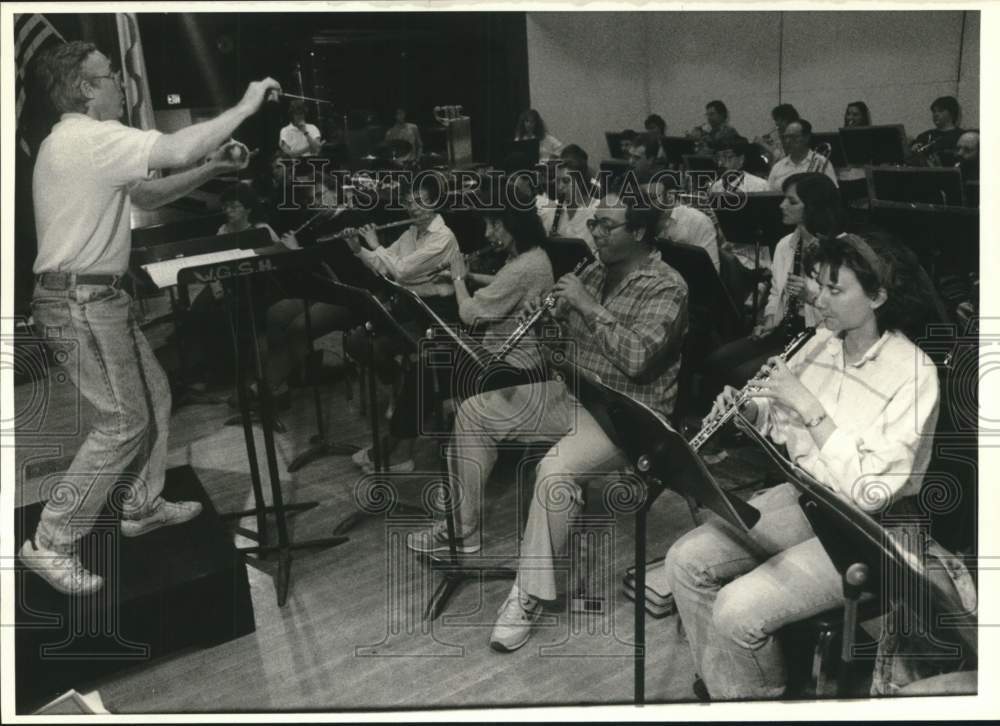 1989 Rodney Wintner Conducing Band of Music Teacher at Pracctice - Historic Images