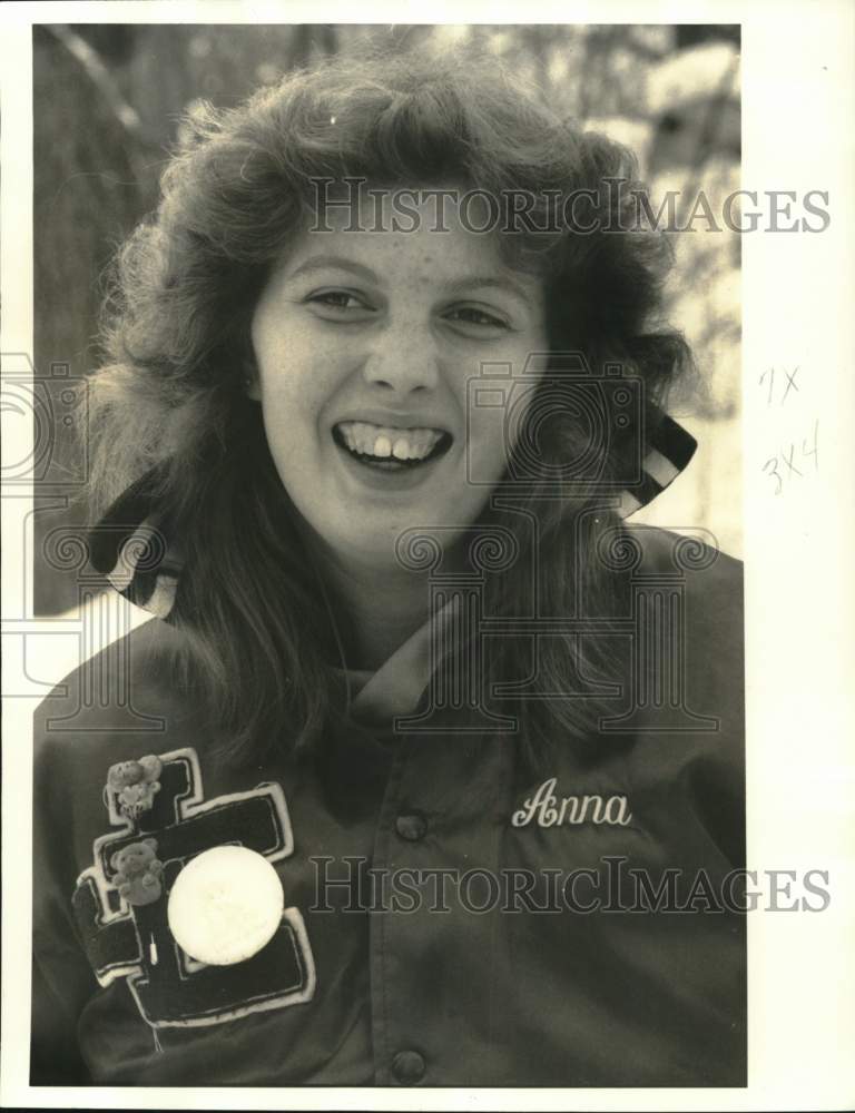 1985 Press Photo Anna Wilbur, Ice Fishing Winner - sya07544- Historic Images