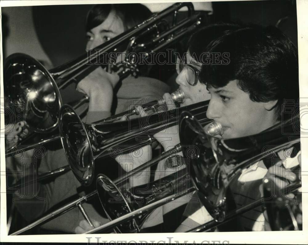 1984 Press Photo Chuck Catalono, Oneoda High School Band Trombone Player - Historic Images