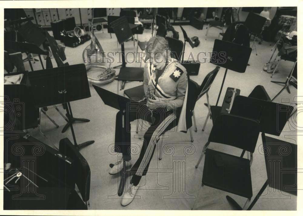 1987 Press Photo Andy Smith, West Genesee High School Marching Band Member - Historic Images