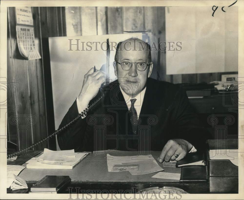 1961 James H. Van Wie, Mayor of Baldwinsville at Office-Historic Images