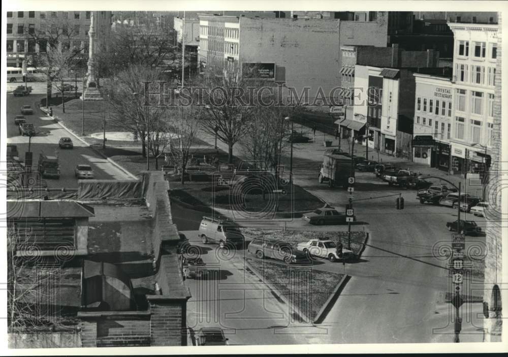 1988 Aerial View of Watertown New York Streets and Buildings - Historic Images