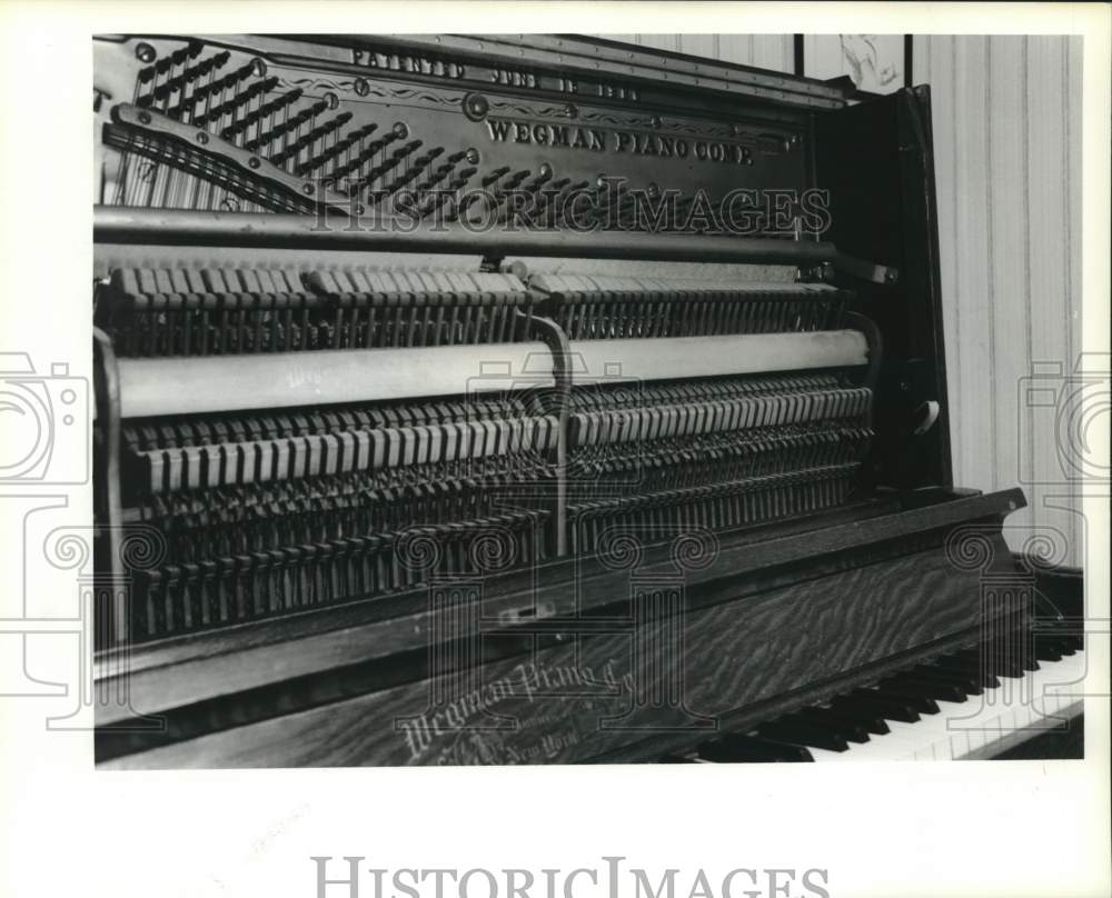 Press Photo Upright Wegman Piano Keys and Patent Marker - Historic Images