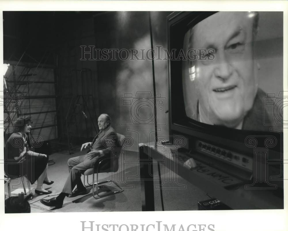 1991 Press Photo Actor E. G. Marshall at Media Artist Studio Taping in Manlius - Historic Images