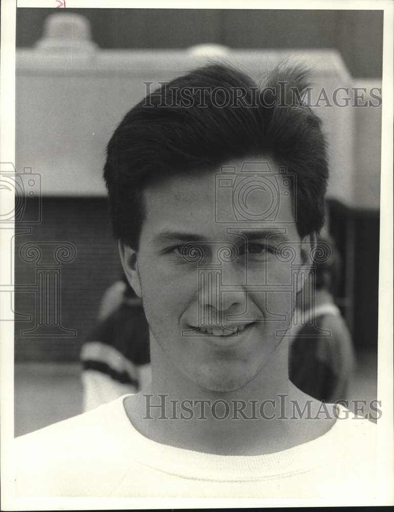 1988 Press Photo Scott McMahon, Liverpool High Lacrosse Player in Close Up - Historic Images