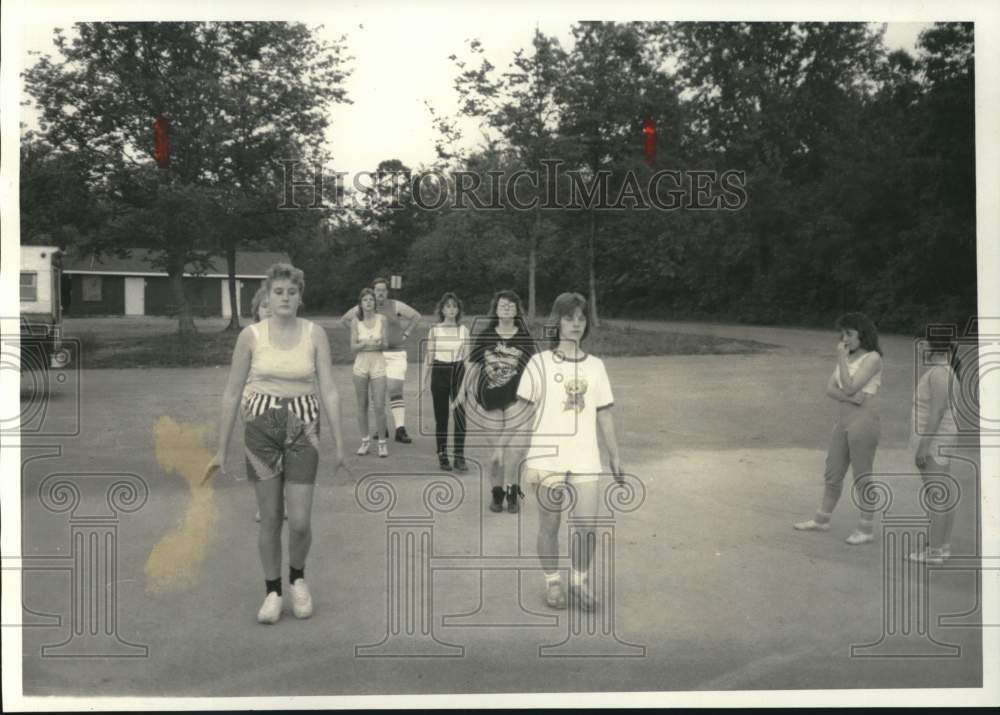 Press Photo Junior Drum and Bugle Corps Members at Mystic Nights Event - Historic Images