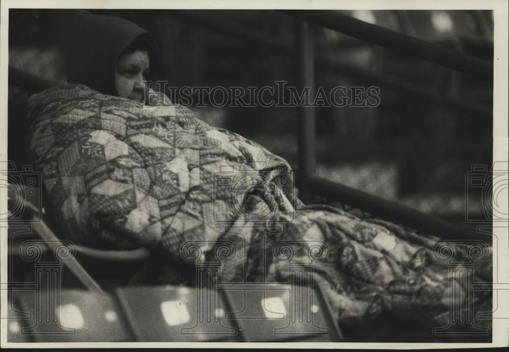 1984 Press Photo Marjorie Weber at McArthur Stadium Seats - Historic Images