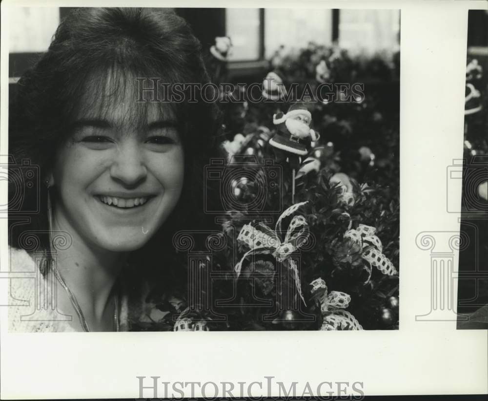 1987 Michelle Graveline with Christmas Arrangement - Historic Images