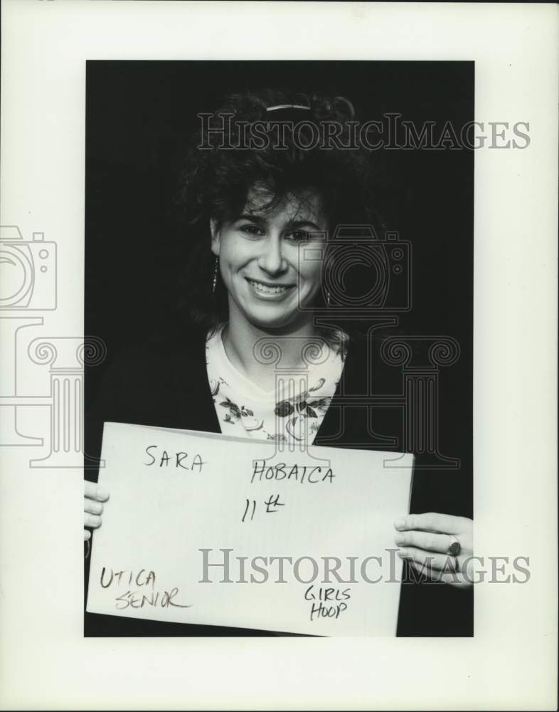 1989 Press Photo Sara Hobaica, Utica High School Basketball Player - sya15880 - Historic Images