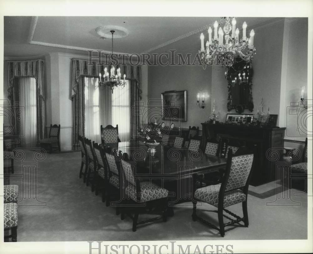 1989 Press Photo New York State Governor&#39;s Mansion Dining Room in Albany - Historic Images