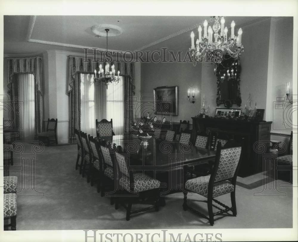1989 Press Photo New York State Governor's Mansion Dining Room in Albany - Historic Images