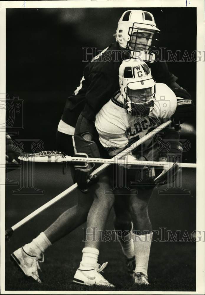 Press Photo Steve Schattner, West Genesee High School Lacrosse Player at Game- Historic Images