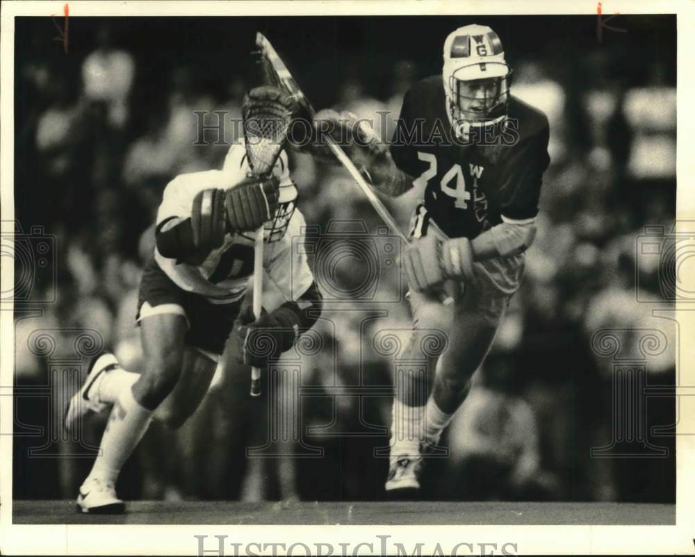 1984 Press Photo West Genesee Lacrosse Player Phil Willard at Fairport Game - Historic Images