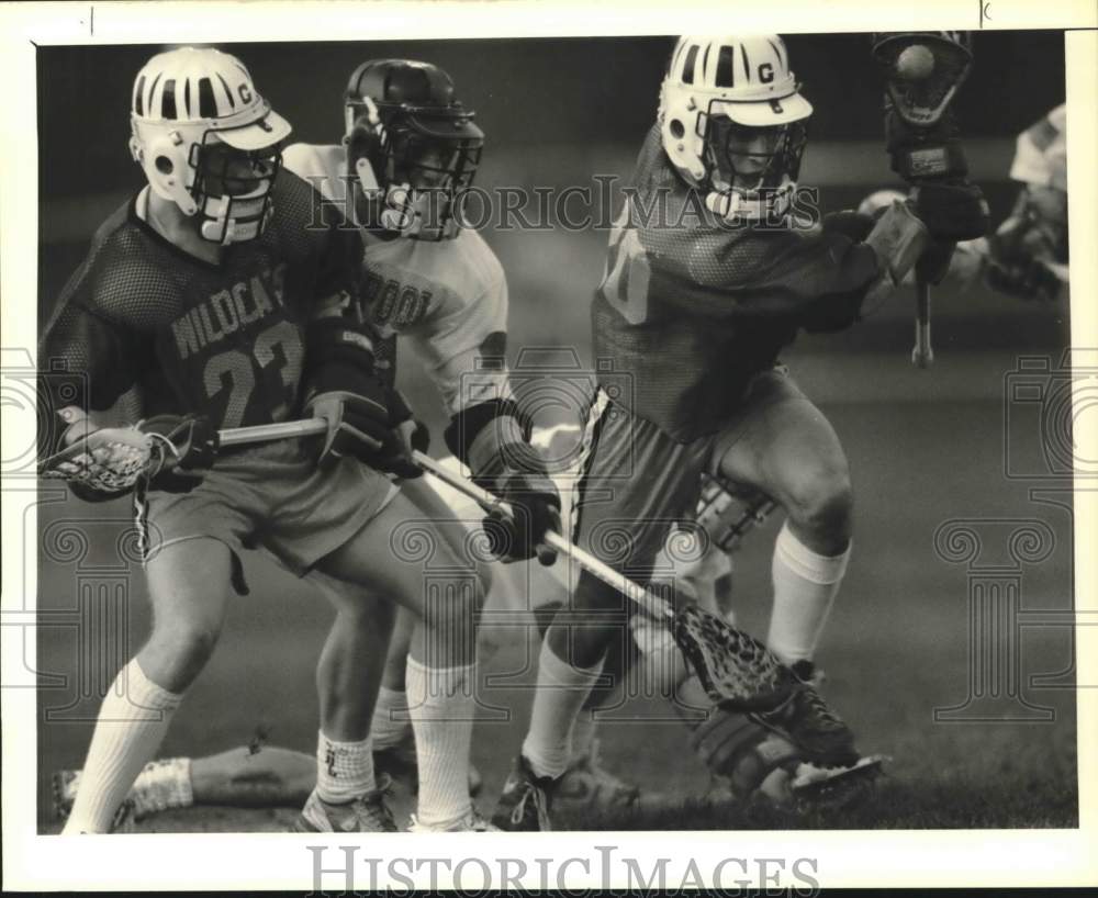 1989 Press Photo West Genesee High School Lacrosse Players at Liverpool Game- Historic Images