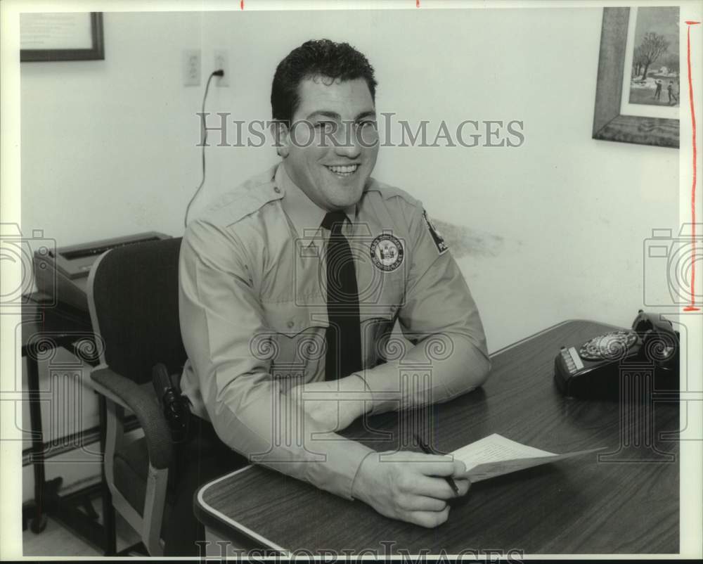 1989 Tom LeRoy, Baldwinsville Police Officer at Station-Historic Images