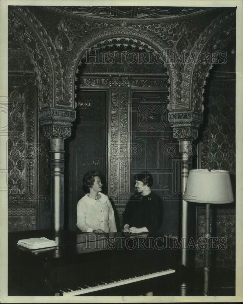 1962 Two Women Standing at Piano in Ornate Room-Historic Images