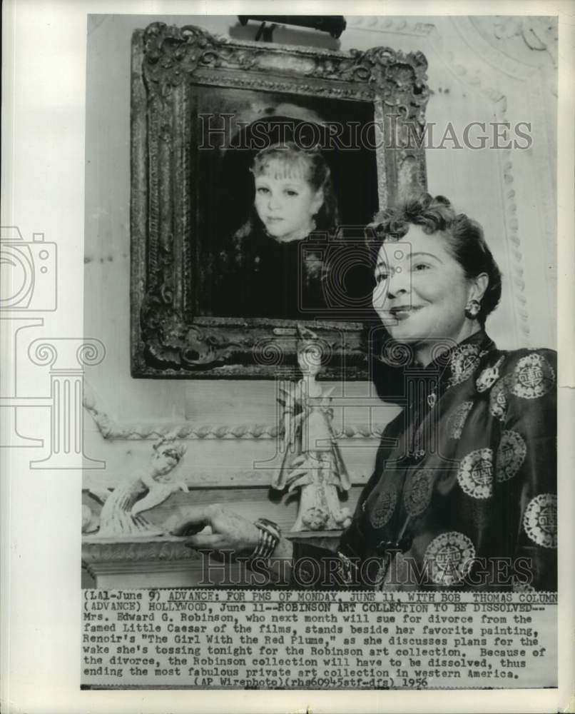 1956 Mrs. Edward G. Robinson Poses with Painting, Hollywood-Historic Images