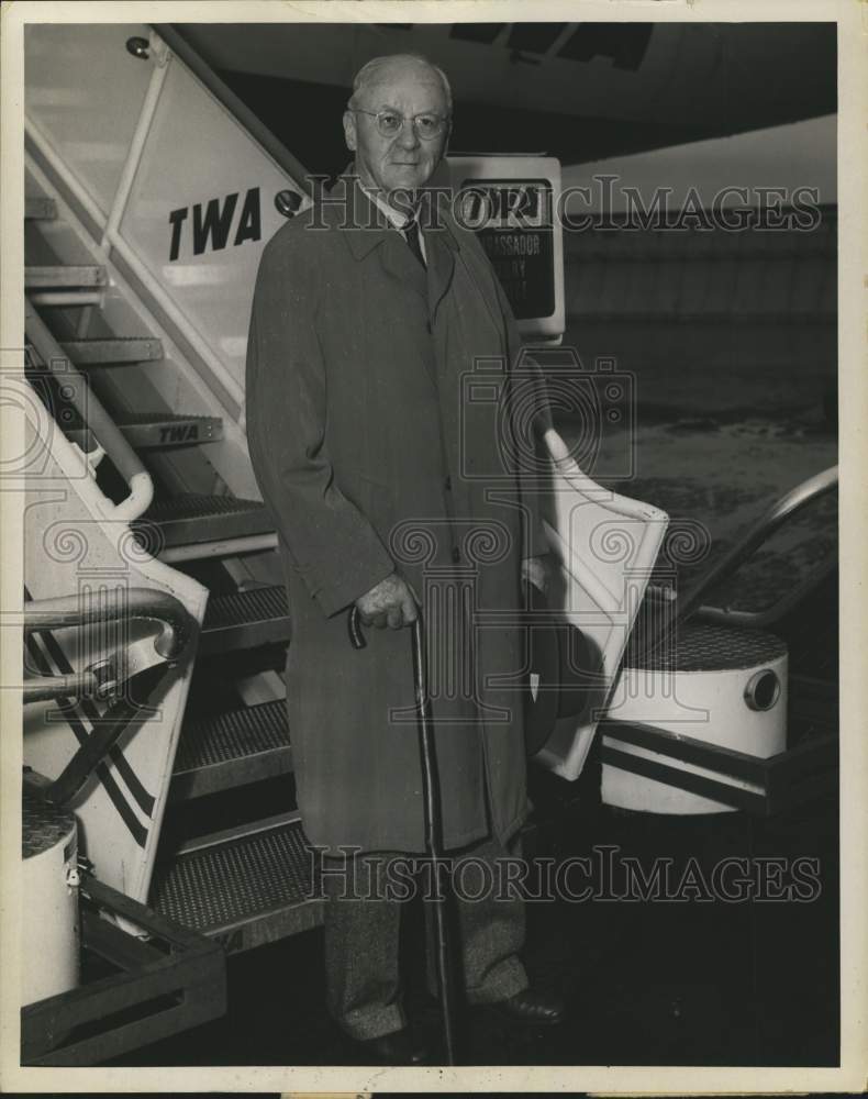 1960 Paul Shipman Andrews gets off of a plane-Historic Images