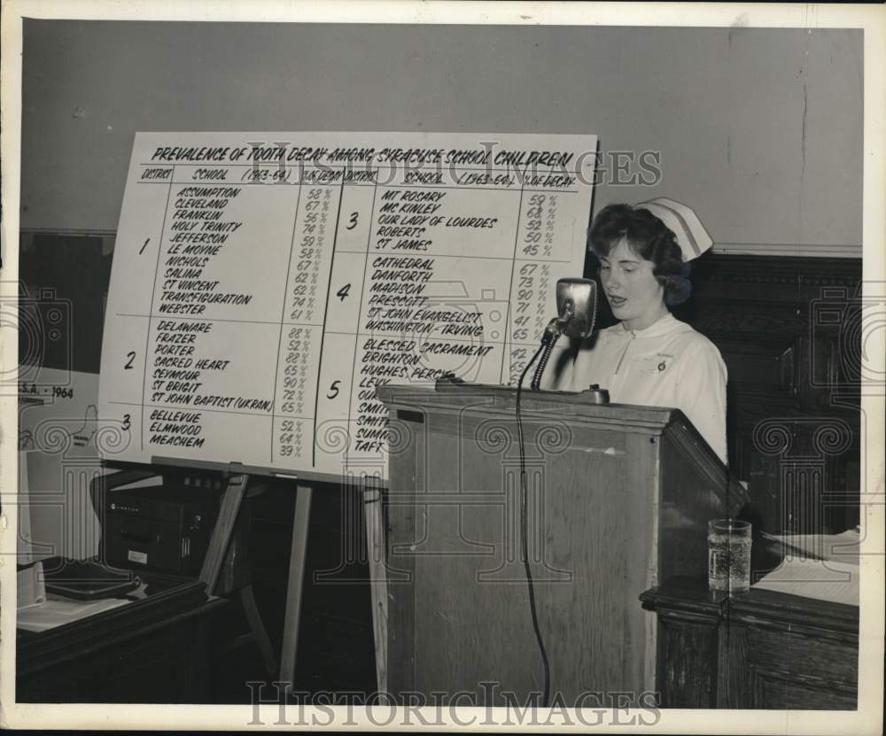 1964 Dental Hygienist Martha Eastman at Fluoridation Meeting-Historic Images