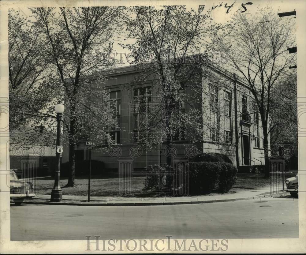 1954 Exterior of Beauchamp Branch Library surrounded by Trees, NY-Historic Images