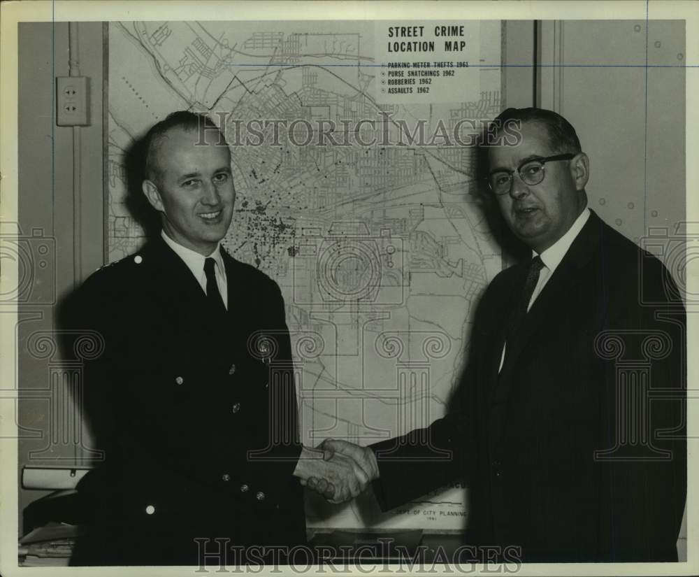 1963 Police Officer Pat Murphy at Street Crime Location Map-Historic Images