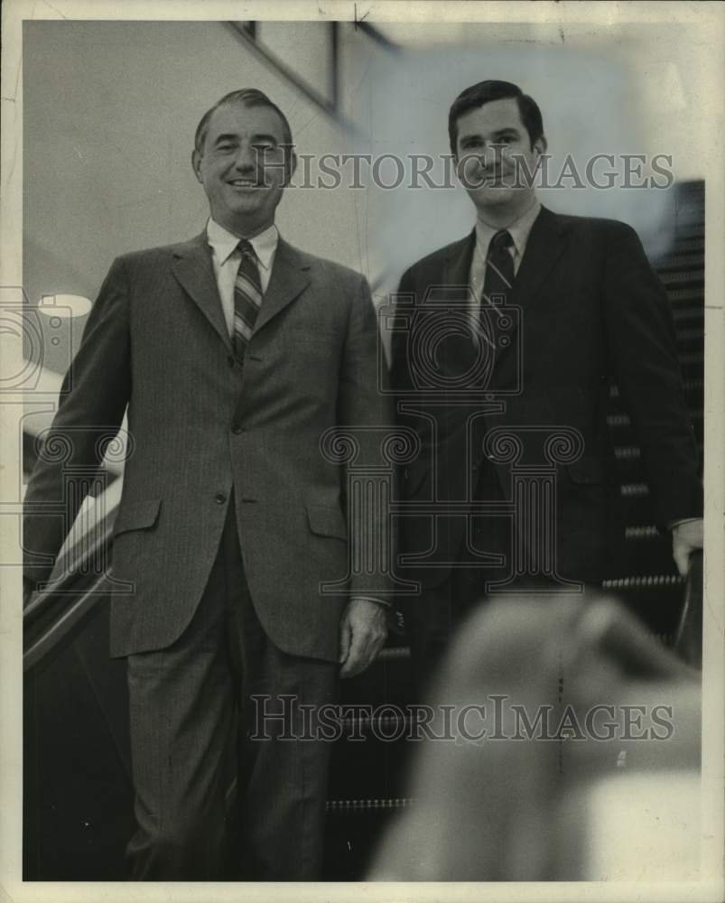 1969 Thomas O. Lee and Thomas O. Mehen on Escalator-Historic Images