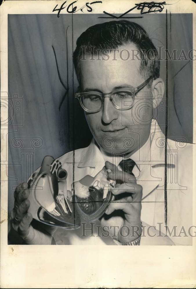 1963 Syracuse Surgeon Dr. Harold D. Kletschka holds Heart Model-Historic Images