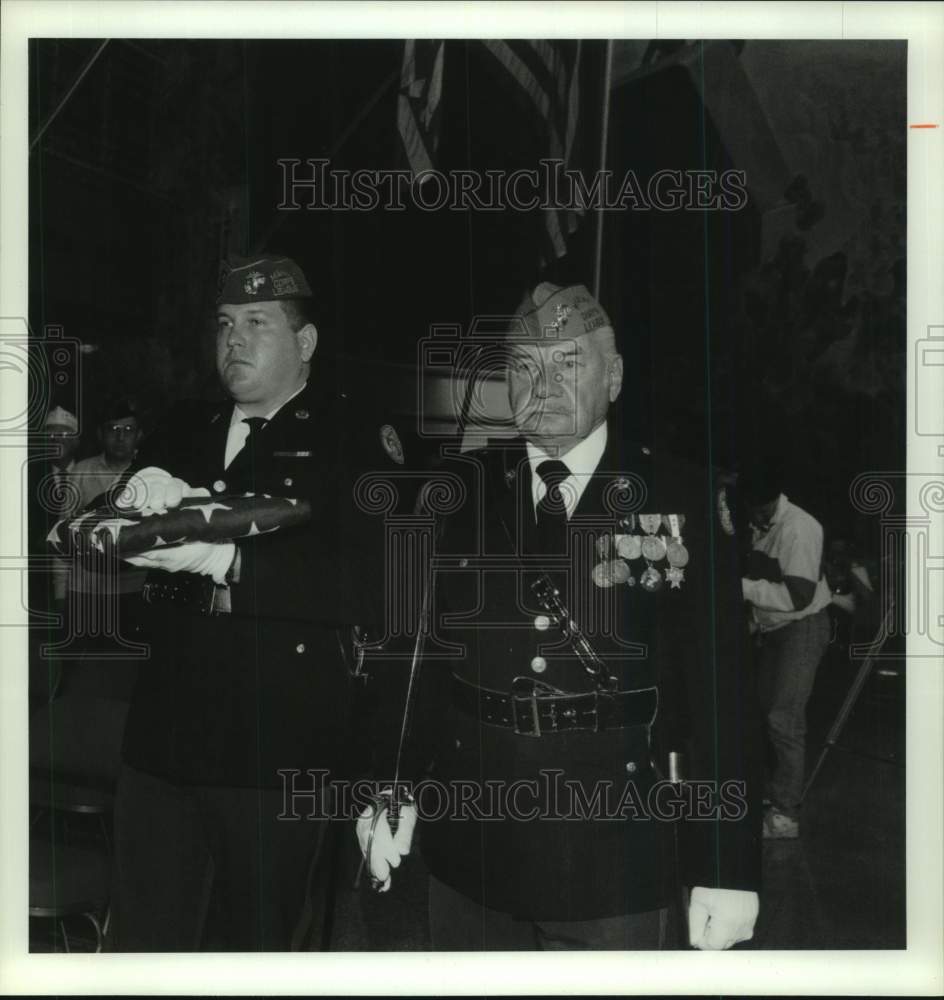 1992 Press Photo Marine Corp Sargents at Memorial Day Service at War Memorial - Historic Images