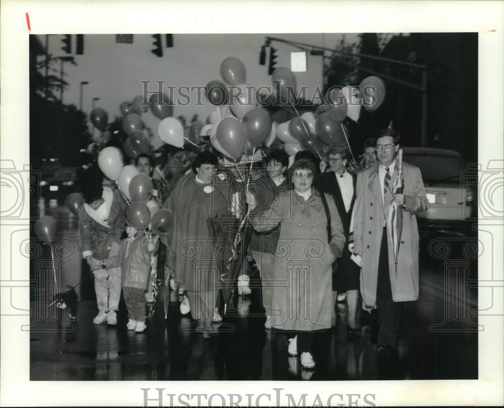 1990 Press Photo Annual Take Back the Night Rally in Downtown Auburn, New York- Historic Images