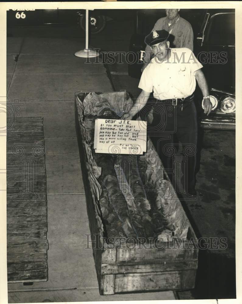 1961 Patrolman Lorenzo Romano at President Kennedy Draft Protest-Historic Images