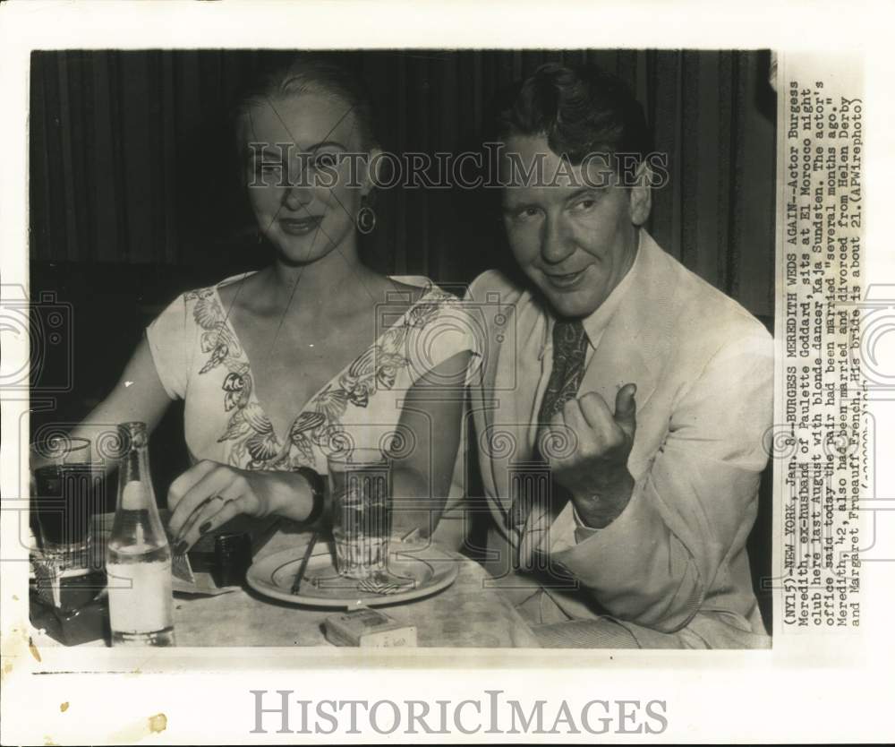 1951 Actor Burgess Meredith and wife Kaja Sundstein at El Morocco-Historic Images