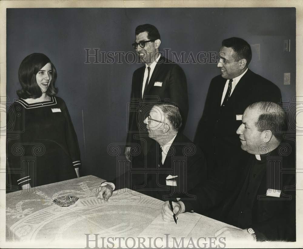 1968 Annette Surace and Officials at Sol Cicarelli Scholarship Award-Historic Images