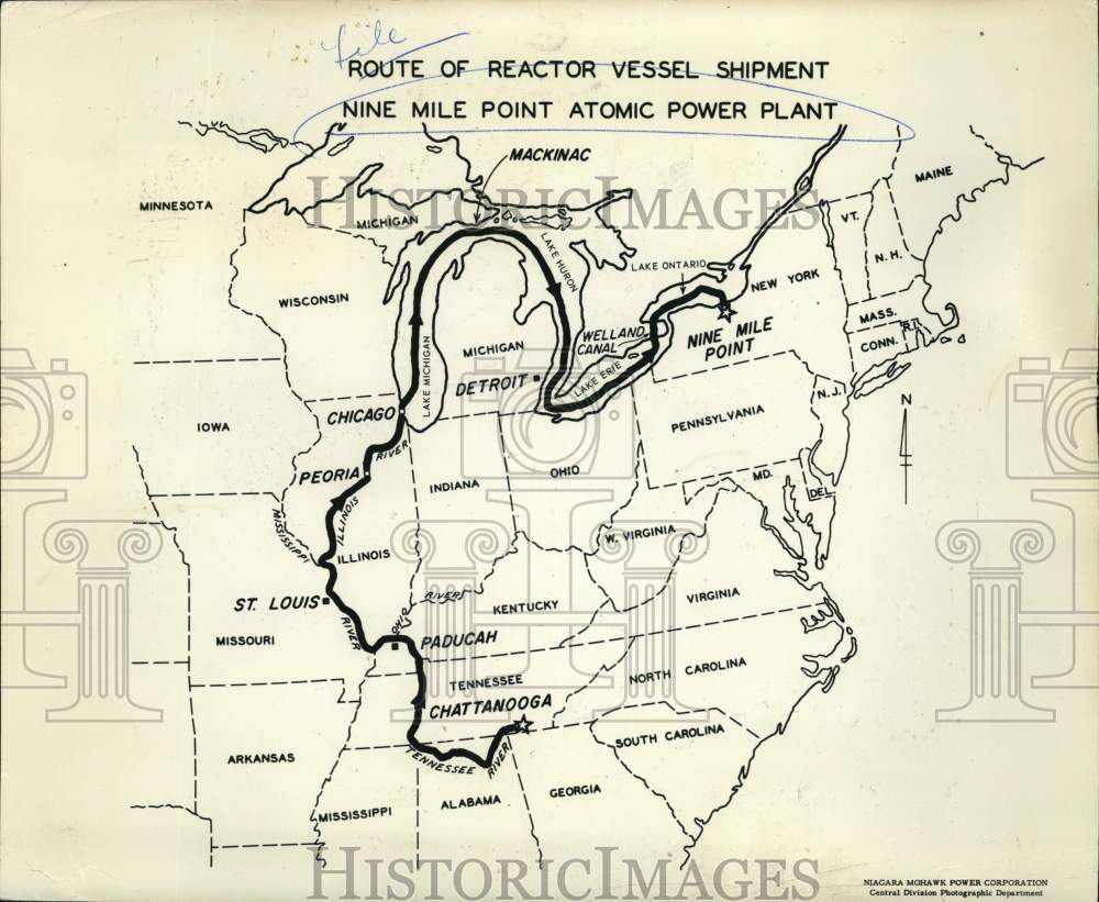 1966 Nine Mile Point Atomic Power Plant Shipment Route Map-Historic Images