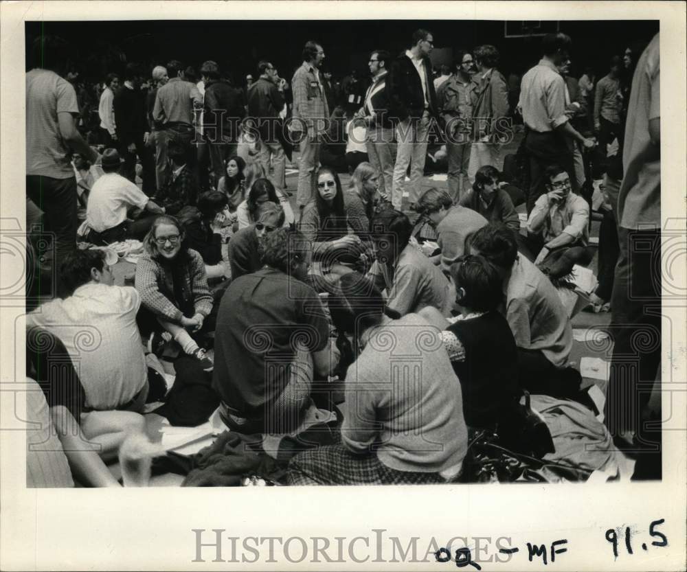 1969 Attendees Sitting on Floor at Event-Historic Images