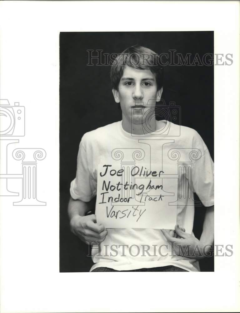 1988 Press Photo Joe Oliver, Nottingham Varsity Indoor Track Runner - sya66760- Historic Images