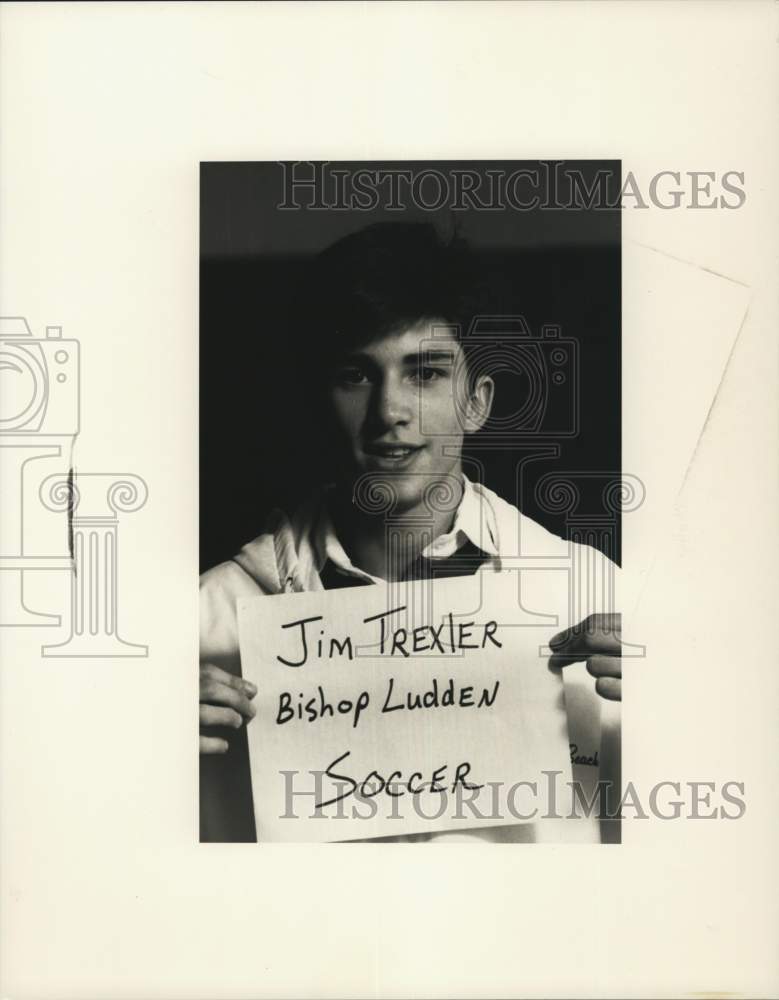 1989 Press Photo Jim Trexler, Bishop Ludden High School Soccer Player- Historic Images