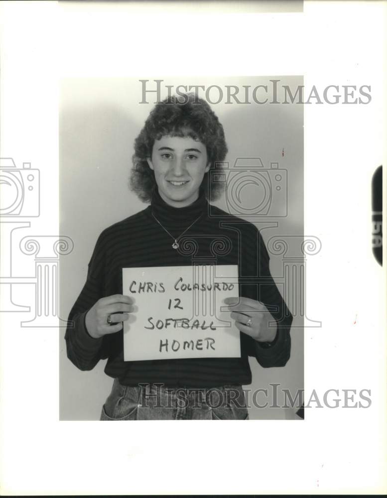 1990 Press Photo Homer Central High School Softball Player Chris Colasurdo- Historic Images