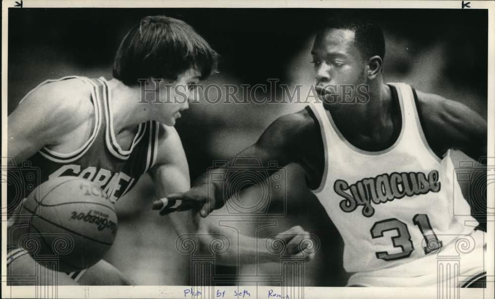 Press Photo Syracuse University&#39;s Dwayne Washington &amp; Cornell&#39;s John Bajusz- Historic Images