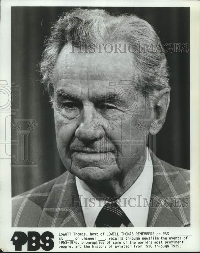 1976 Press Photo Lowell Thomas hosts &quot;Lowell Thomas Remembers&quot; - Historic Images