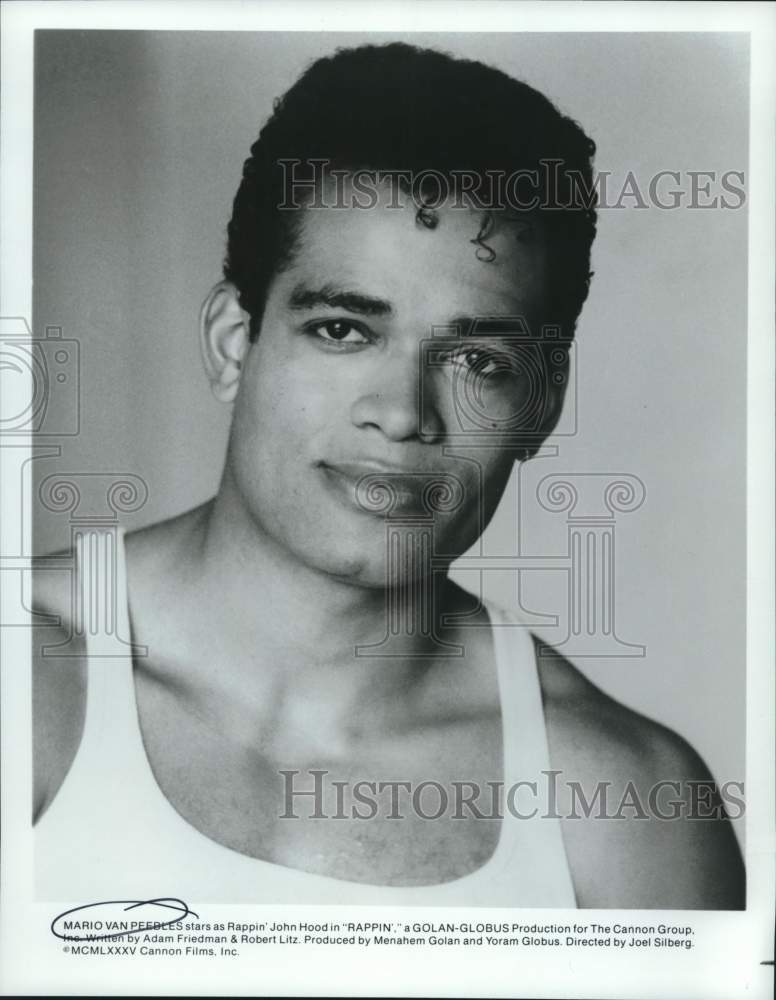 1985 Press Photo Actor Mario Van Peebles stars in &quot;Rappin&#39;&quot; production - Historic Images