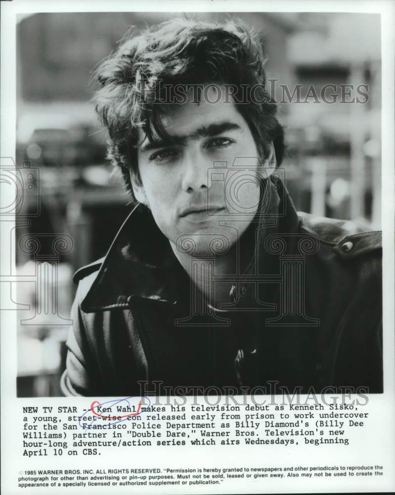 1985 Press Photo Actor Ken Wahl appears in "Double Dare" series - Historic Images