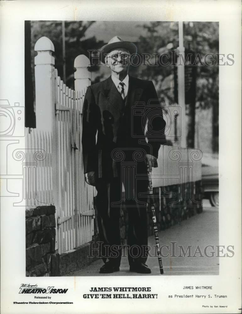 Press Photo Actor James Whitmore in &quot;Give &#39;Em Hell, Harry!&quot; - Historic Images