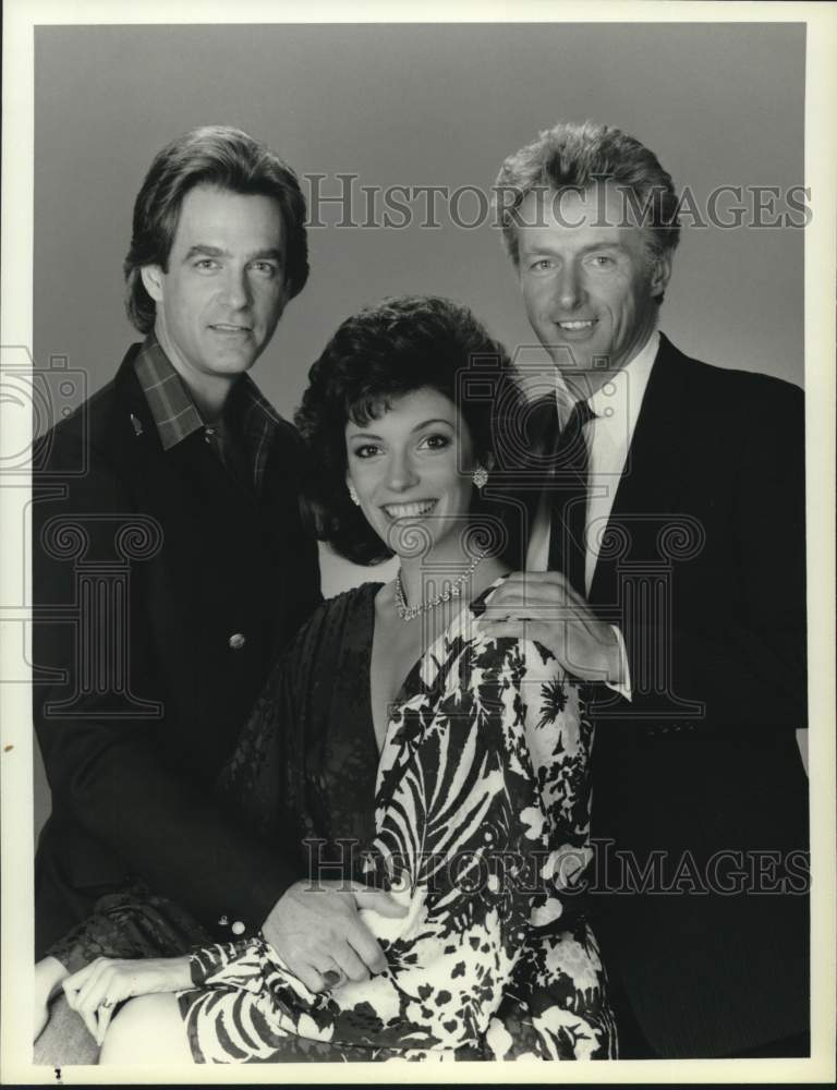 1985 Press Photo Louan Gideon, David Forsyth &amp; Joe Lambie in Search for Tomorrow - Historic Images