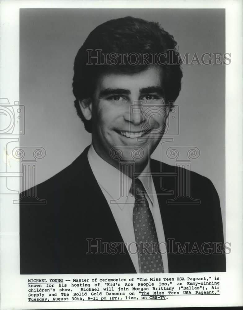 1983 Press Photo Michael Young hosts &quot;The Miss Teen USA Pageant&quot; - Historic Images