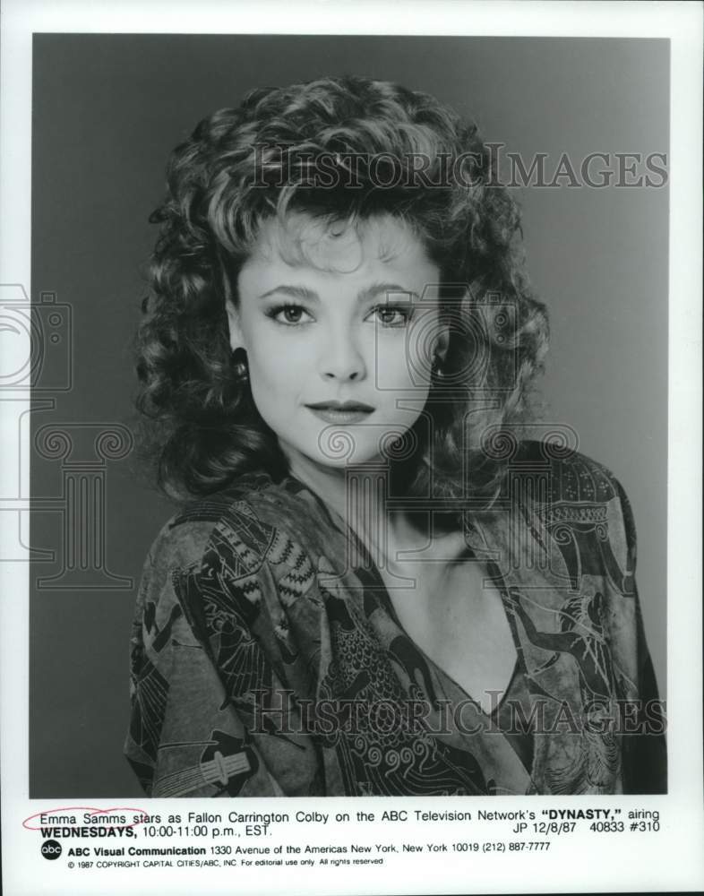 1987 Press Photo Actress Emma Samms stars in the series "Dynasty" - Historic Images