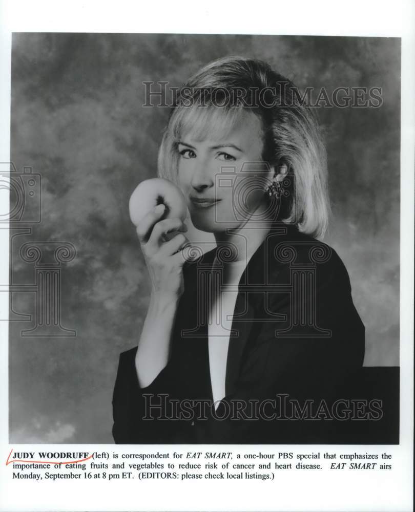 Press Photo Judy Woodruff is correspondent for "Eat Smart" television special - Historic Images