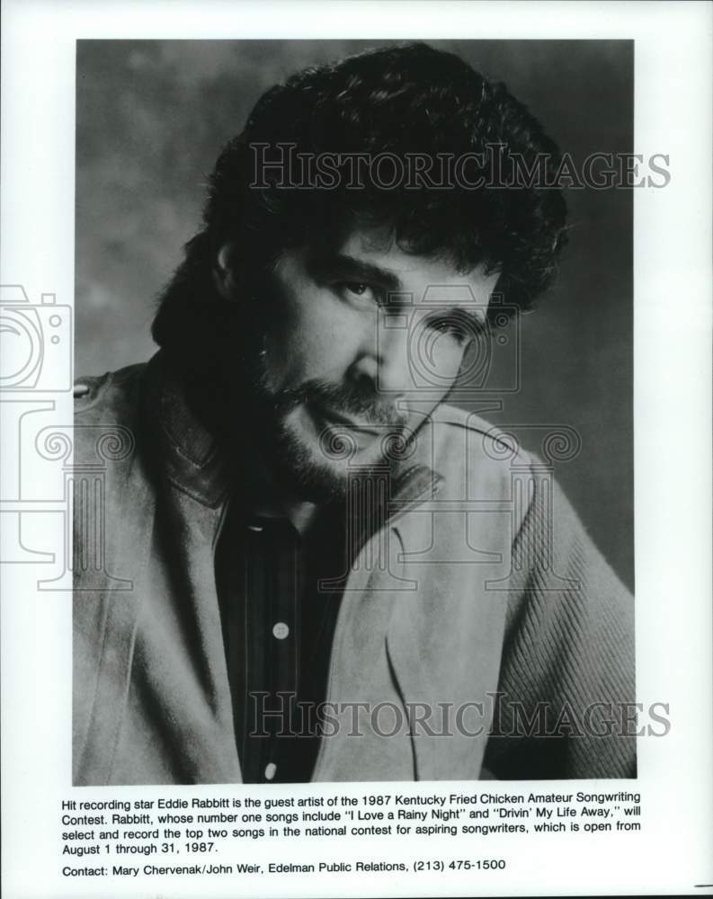 1987 Press Photo Eddie Rabbitt appears as guest artist in songwriting contest - Historic Images