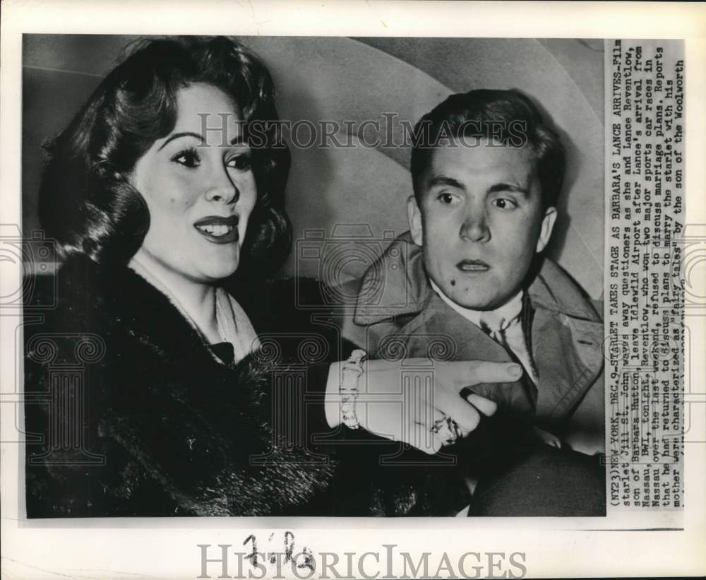 Press Photo Jill St. John and Lance Reventlow leave Idlewild Airport - Historic Images