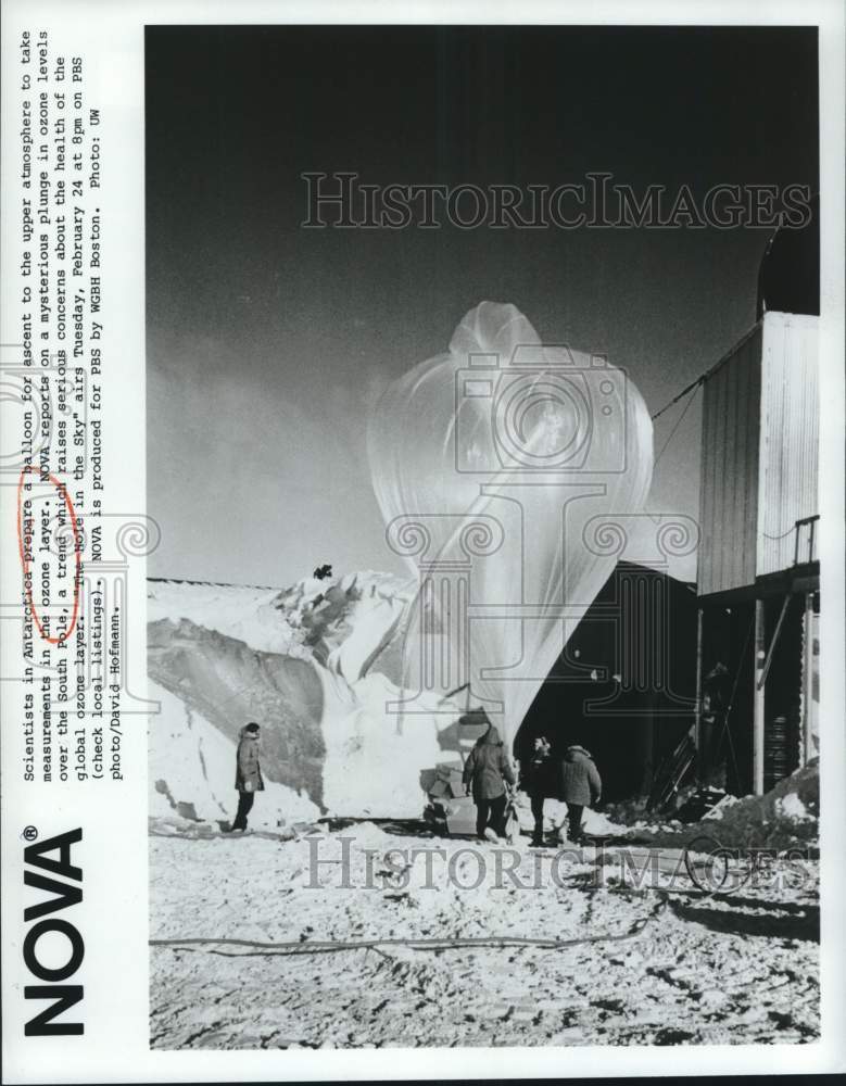 Scientists in Antarctica prepare balloon to test ozone layer - Historic Images