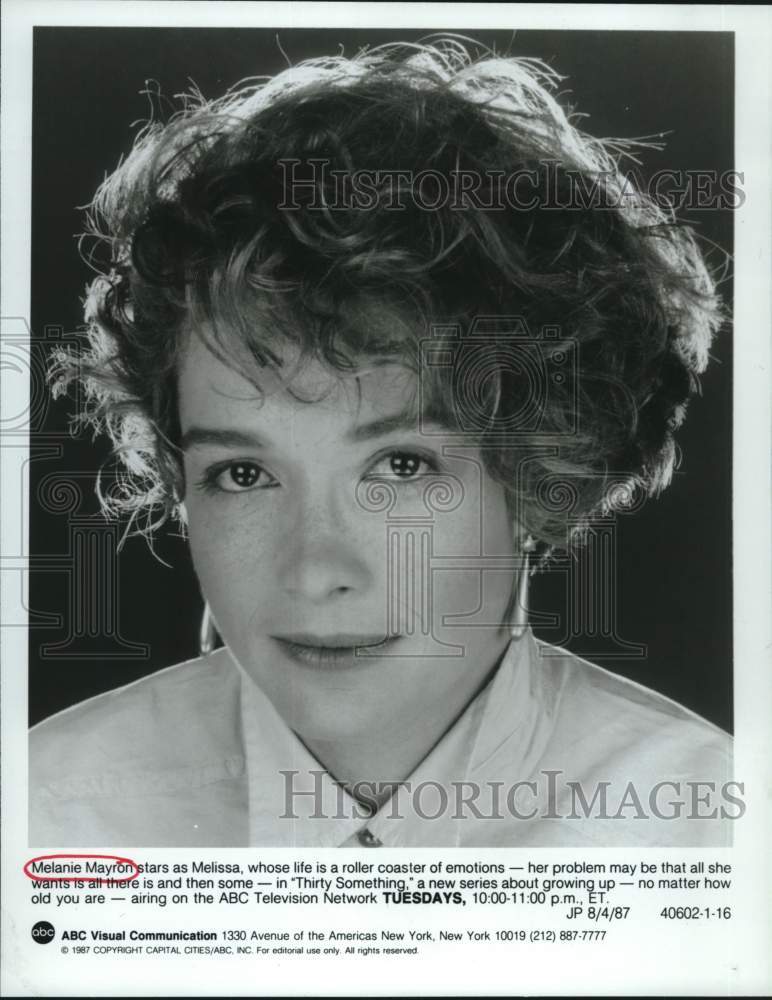 1987 Press Photo Melanie Mayron stars in &quot;Thirty Something&quot; - Historic Images